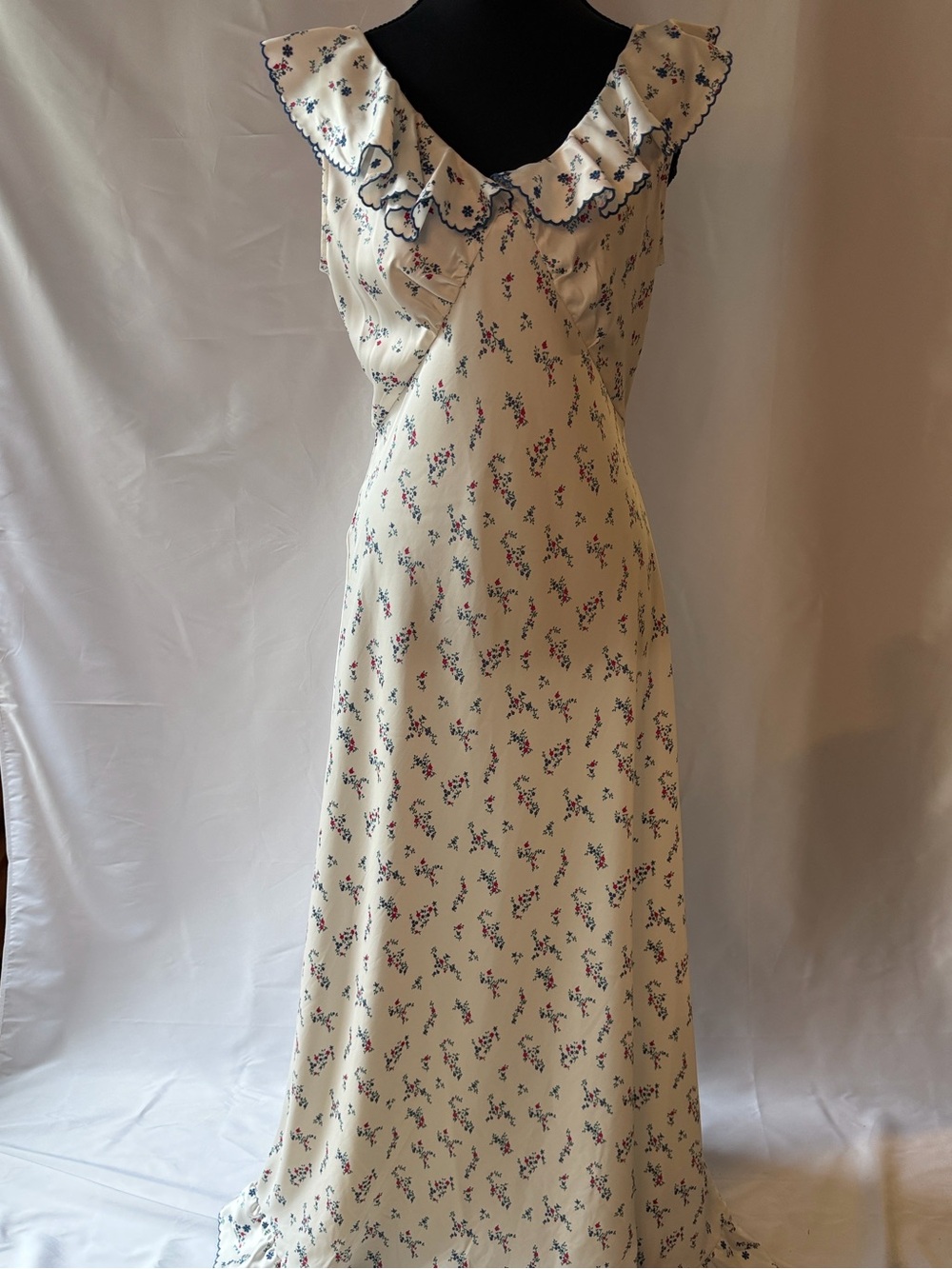 Caroline Constas Off-White Floral Ruffle Maxi DresS NWT Sz S